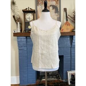 NEW Amazhiyu 100% Linen M Top Tank Womens Hemp Flax Tan Natural Minimal BOHO